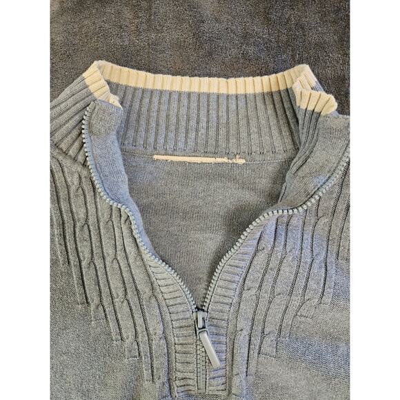 DKNY Jeans Women’s Small Baby Blue Ribbed Half Zip Sweater Logo Sleeve - Picture 4 of 7